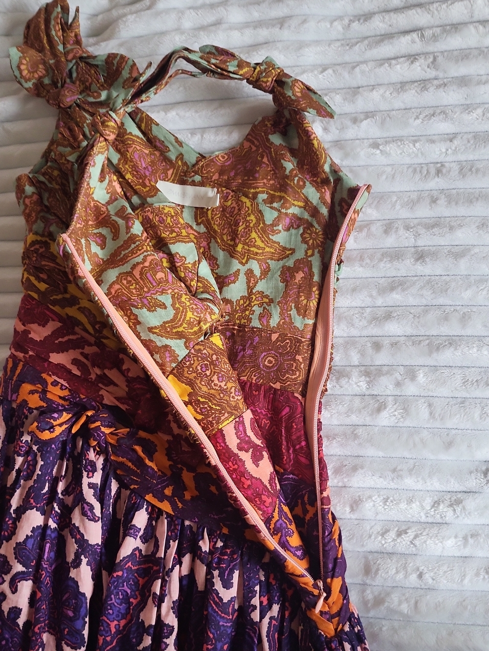 Zimmermann Tiggy Bow Midi Dress in Spliced Pasley - Picture 12 of 17